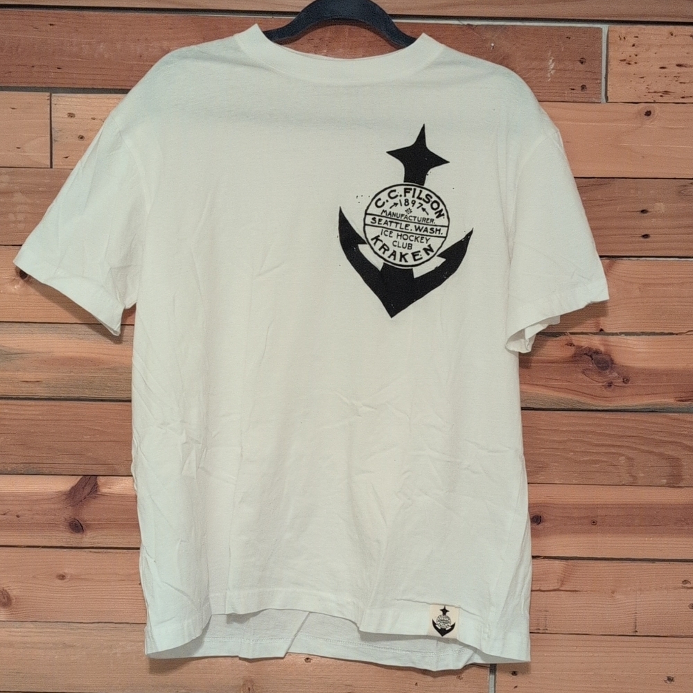 Filson Cream Short Sleeve T-Shirt with Black Anchor Emblem